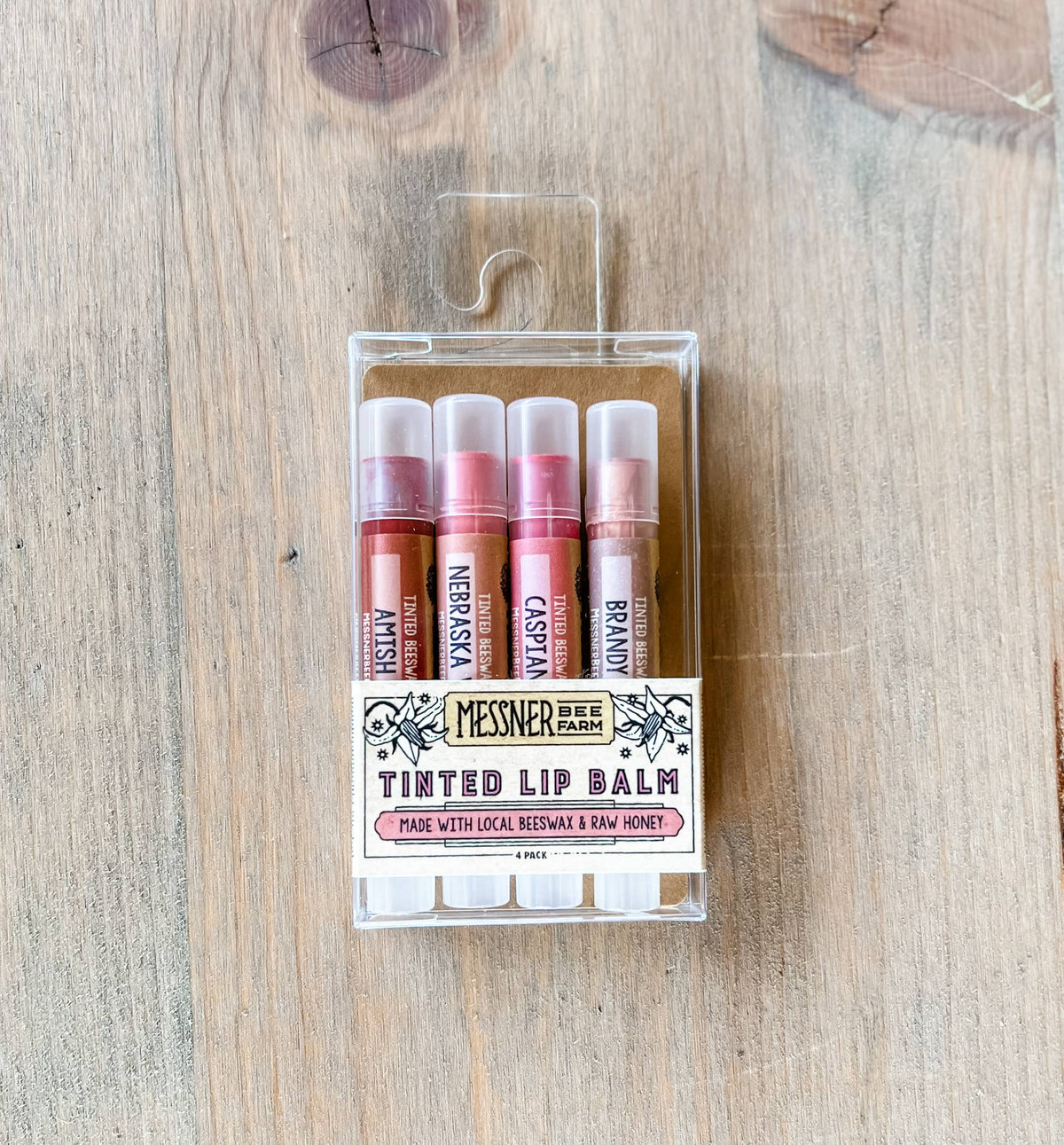 Lip Tint Pack of 4 Lip Balms - Raw Honey &amp; Beeswax Lip Balm