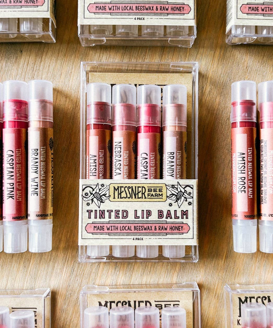 Lip Tint Pack of 4 Lip Balms - Raw Honey &amp; Beeswax Lip Balm