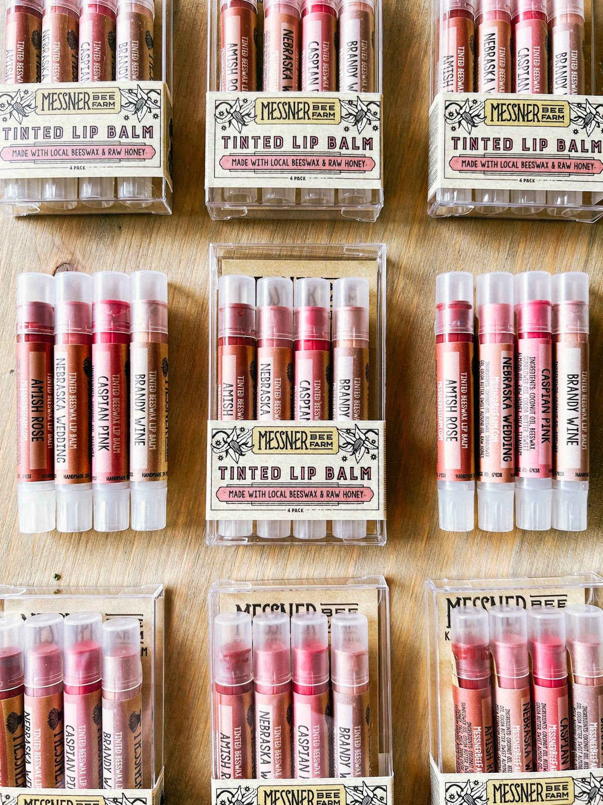 Lip Tint Pack of 4 Lip Balms - Raw Honey &amp; Beeswax Lip Balm