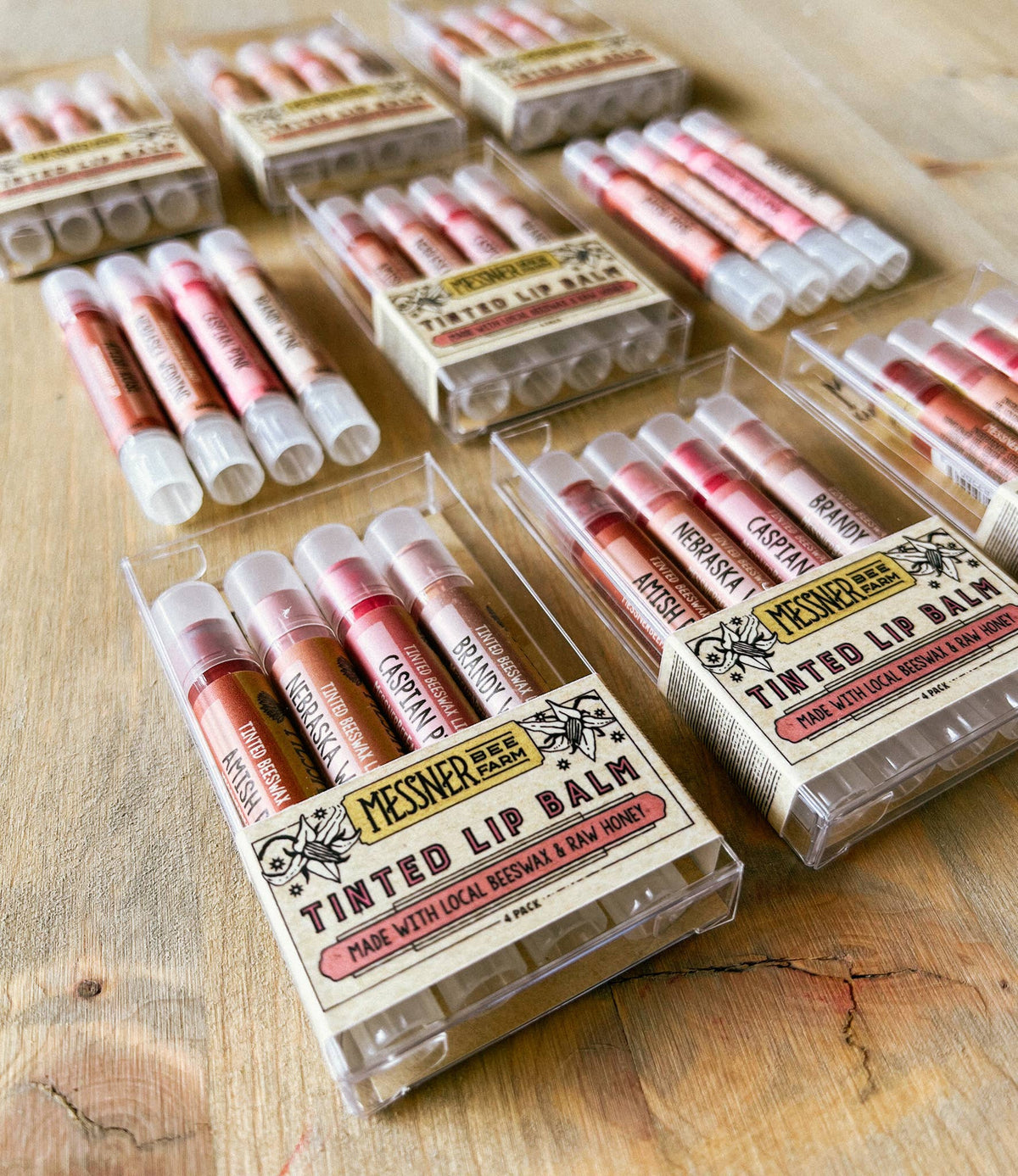 Lip Tint Pack of 4 Lip Balms - Raw Honey &amp; Beeswax Lip Balm
