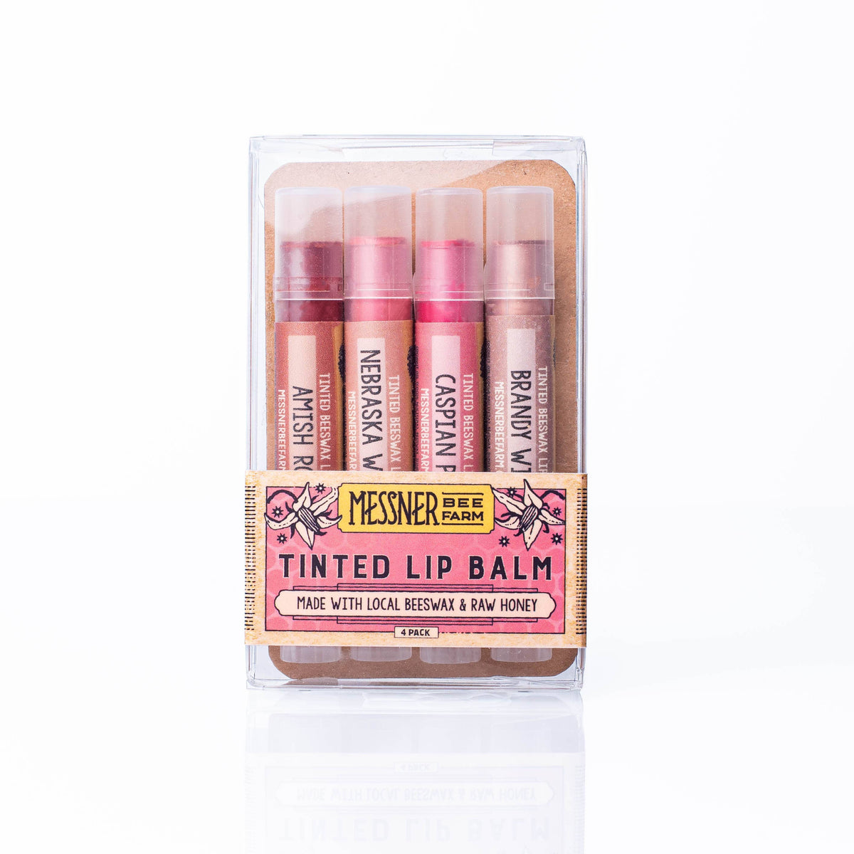 Lip Tint Pack of 4 Lip Balms - Raw Honey &amp; Beeswax Lip Balm